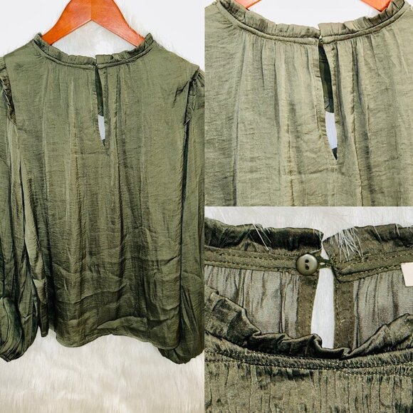 BLOUSE SKIES ARE BLUE PEEK A BOO - OLIVE -XS- NEW WITH TAG - Picture 9 of 15